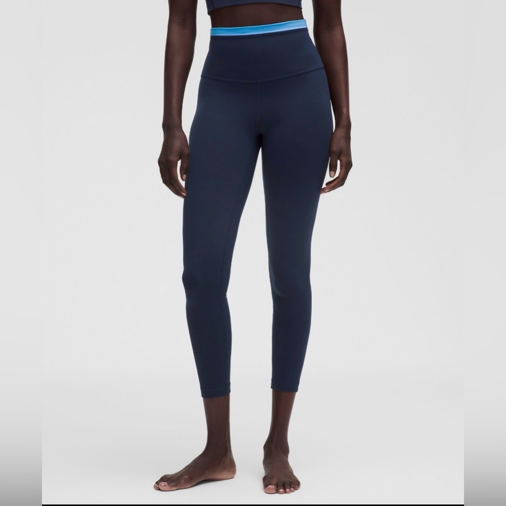 lululemon align super high rise pant 25” trim in club blue ocean wave color